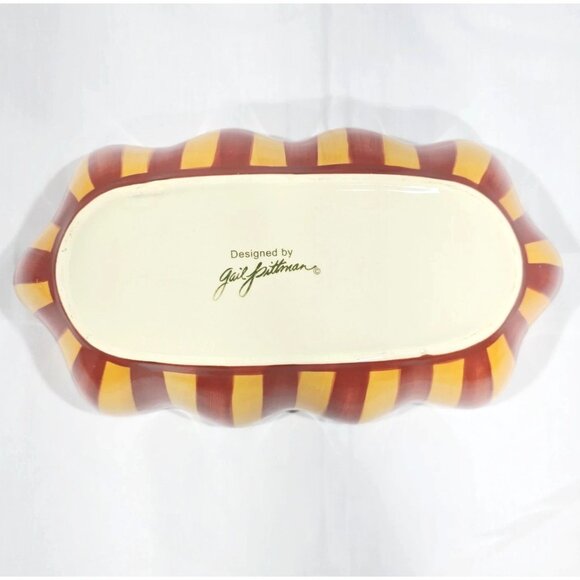 Gail Pittman SIENA 11.5" Scalloped Stripe Serving Dish Southern Living Oval Bowl - Picture 6 of 7